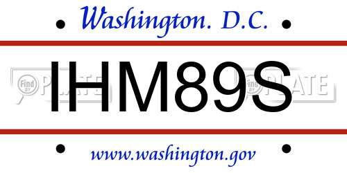 IHM89S District Of Columbia License Plate