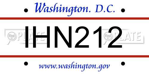 IHN212 District Of Columbia License Plate