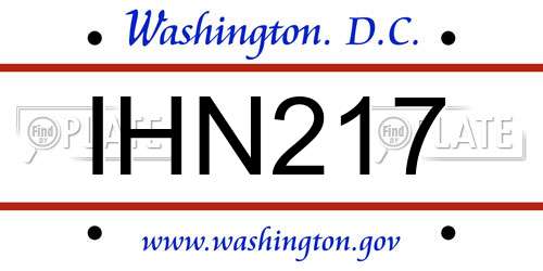 IHN217 District Of Columbia License Plate