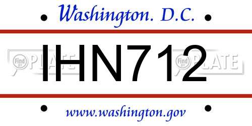 IHN712 District Of Columbia License Plate