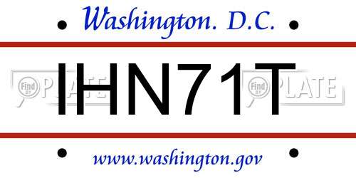 IHN71T District Of Columbia License Plate