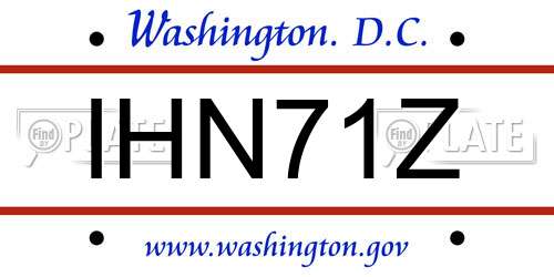 IHN71Z District Of Columbia License Plate