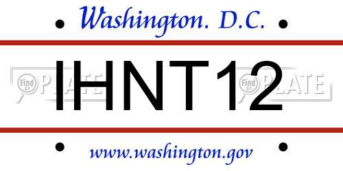 IHNT12 District Of Columbia License Plate
