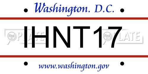 IHNT17 District Of Columbia License Plate