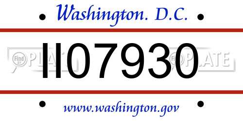 II07930 District Of Columbia License Plate