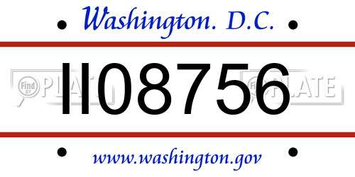 II08756 District Of Columbia License Plate