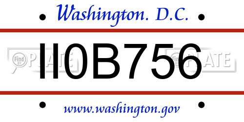 II0B756 District Of Columbia License Plate