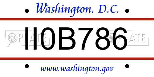 II0B786 District Of Columbia License Plate