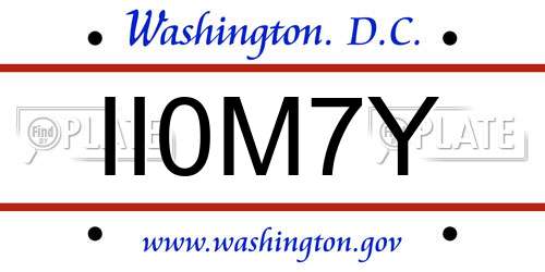 II0M7Y District Of Columbia License Plate