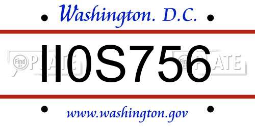 II0S756 District Of Columbia License Plate