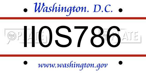 II0S786 District Of Columbia License Plate