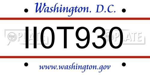 II0T930 District Of Columbia License Plate