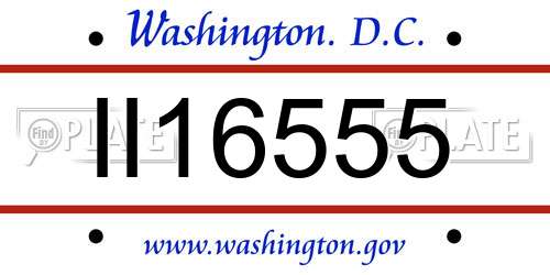 II16555 District Of Columbia License Plate