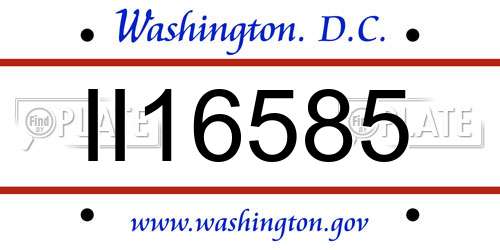II16585 District Of Columbia License Plate