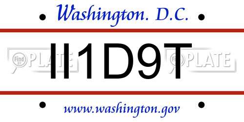 II1D9T District Of Columbia License Plate