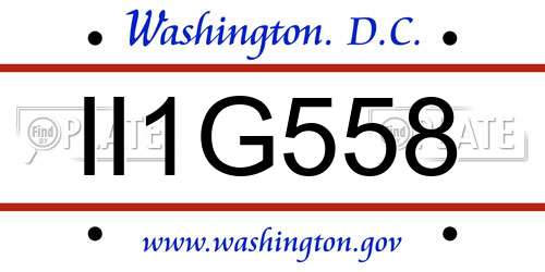 II1G558 District Of Columbia License Plate