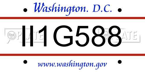 II1G588 District Of Columbia License Plate