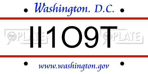 II1O9T District Of Columbia License Plate