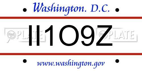 II1O9Z District Of Columbia License Plate