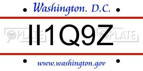 II1Q9Z District Of Columbia License Plate