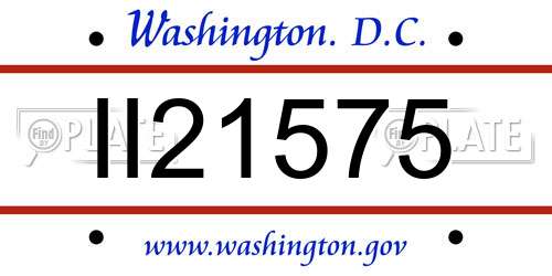 II21575 District Of Columbia License Plate