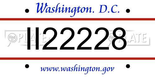 II22228 District Of Columbia License Plate