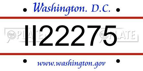 II22275 District Of Columbia License Plate