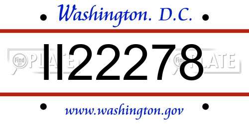 II22278 District Of Columbia License Plate