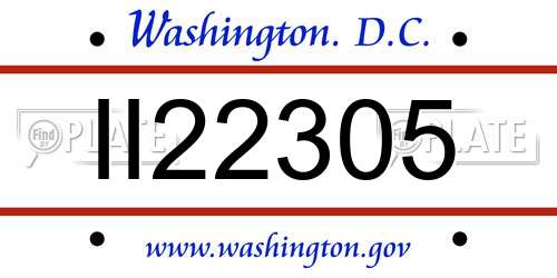 II22305 District Of Columbia License Plate