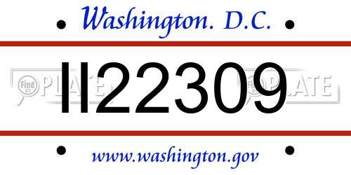 II22309 District Of Columbia License Plate