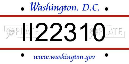 II22310 District Of Columbia License Plate