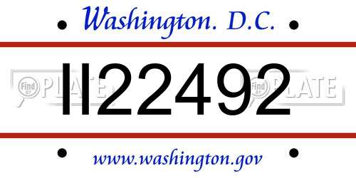 II22492 District Of Columbia License Plate