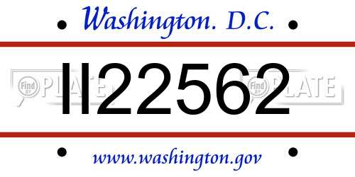 II22562 District Of Columbia License Plate