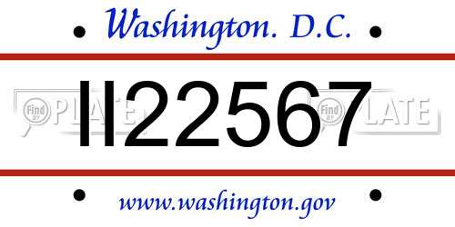 II22567 District Of Columbia License Plate