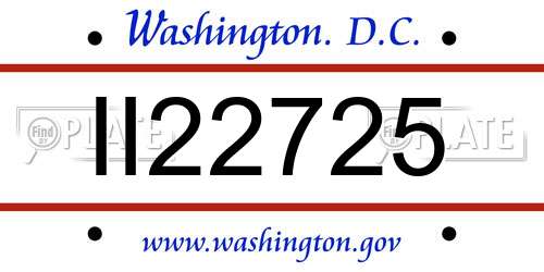 II22725 District Of Columbia License Plate