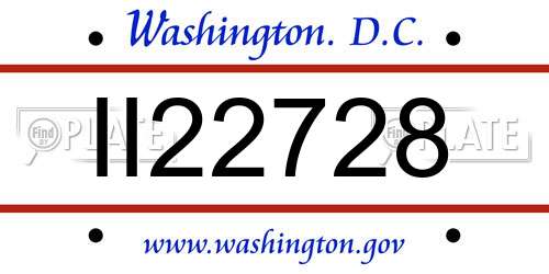 II22728 District Of Columbia License Plate