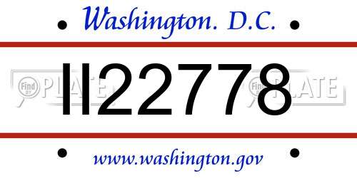 II22778 District Of Columbia License Plate