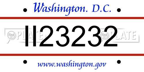 II23232 District Of Columbia License Plate