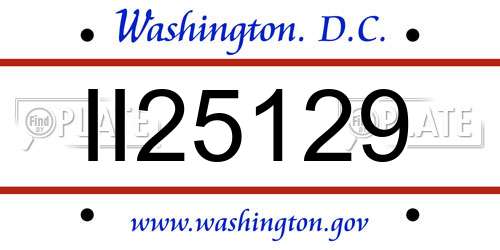 II25129 District Of Columbia License Plate