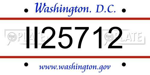 II25712 District Of Columbia License Plate