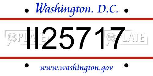 II25717 District Of Columbia License Plate