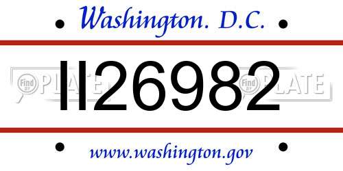 II26982 District Of Columbia License Plate
