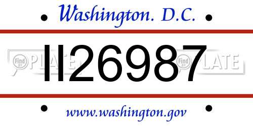 II26987 District Of Columbia License Plate