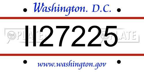 II27225 District Of Columbia License Plate