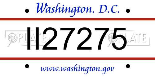 II27275 District Of Columbia License Plate