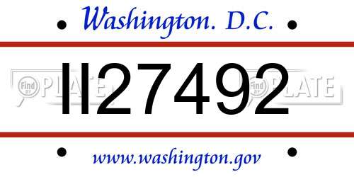 II27492 District Of Columbia License Plate