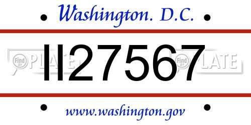 II27567 District Of Columbia License Plate
