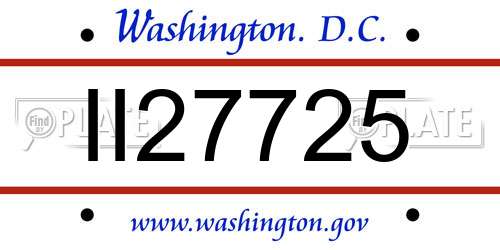 II27725 District Of Columbia License Plate