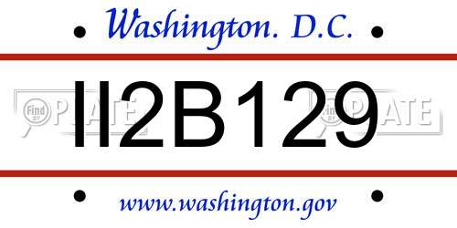 II2B129 District Of Columbia License Plate