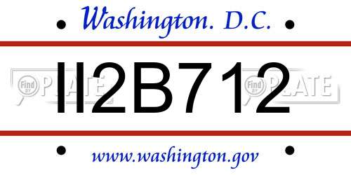 II2B712 District Of Columbia License Plate